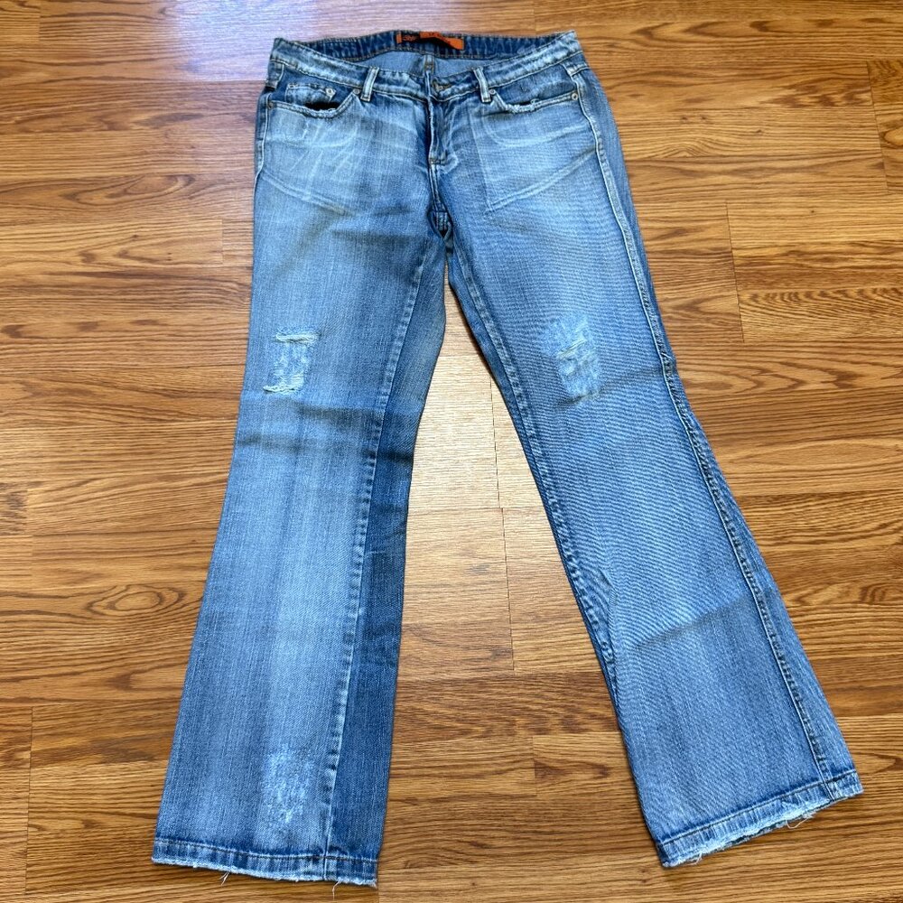 Le Donne Distressed Low Rise Wide Leg Jeans